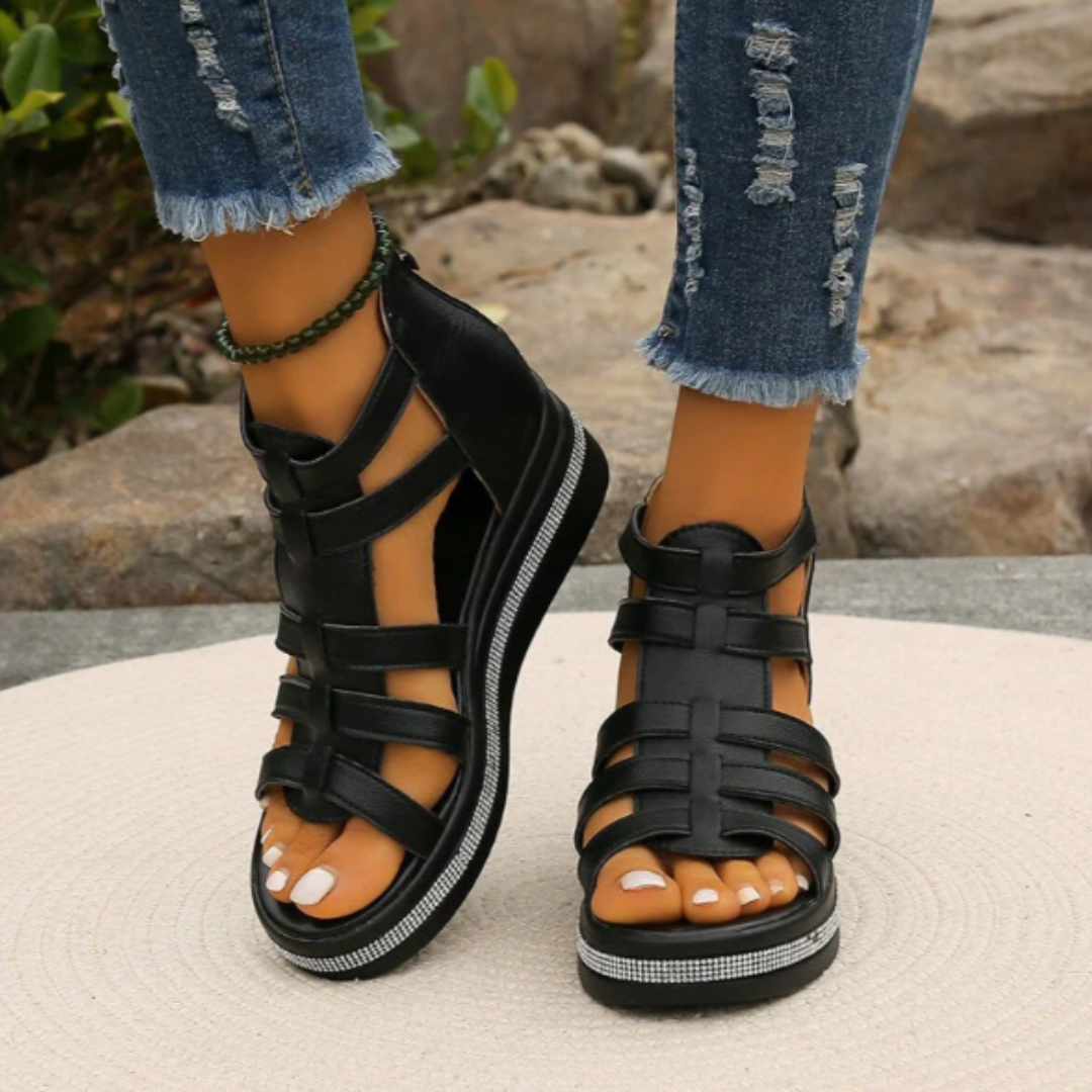 Plateau Sandalen für Damen - Bequeme Sommersandaletten mit Fußbett für heiße Tage