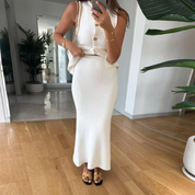 Helga 2-teiliges Set | Modisches Damen Set mit Knopfleiste und Rundhals