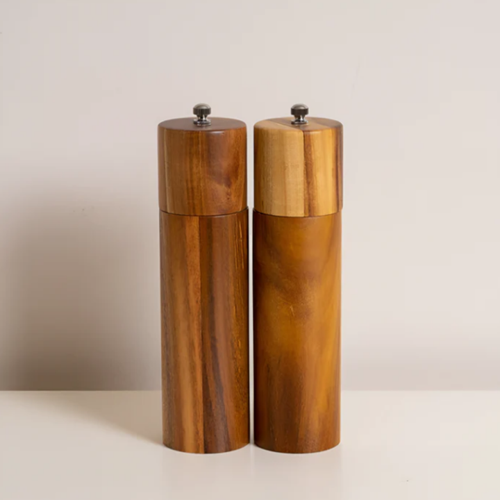 Minimalistische Holz-Gewürzmühlen | Premium Akazienholz-Mühlen mit verstellbarer Mahlstärke