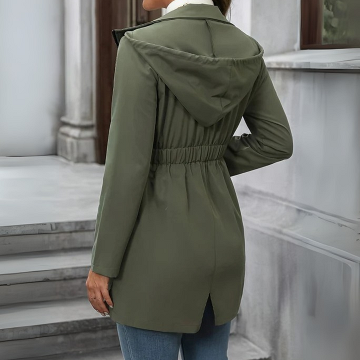 Regenjacke für den Herbst - Elegante Übergansjacke mit Kapuze und Reißverschluss für Damen