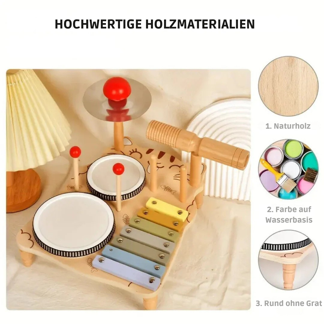 Kindertrommel-Set aus Holz | Musikinstrumente für Kinder