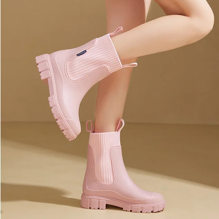 Regenstiefel für den Herbst - Robuste wasserdichte Stiefel mit dicker Sohle für Damen
