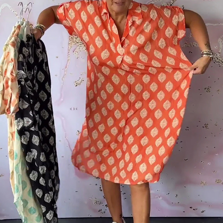 Polkadot Sommer Kleid - Damen Frühlingskleid mit Revers
