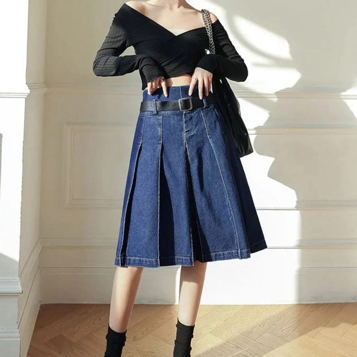 Stefanie Jeansrock Oktoberfest | Moderner Damen Denim Rock mit Falten