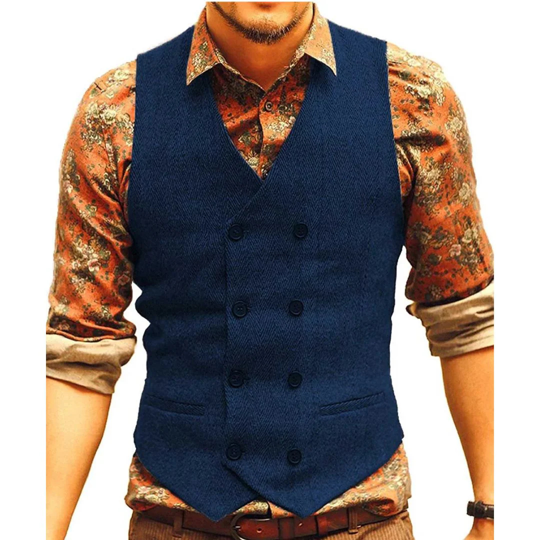 Andreas Herrenweste Oktoberfest | Elegante Herren Weste mit doppelter Knopfleiste
