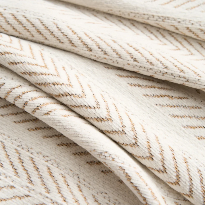 Herringbone Sofaüberwurf | Elegante Chenille Sofahusse mit Fransen