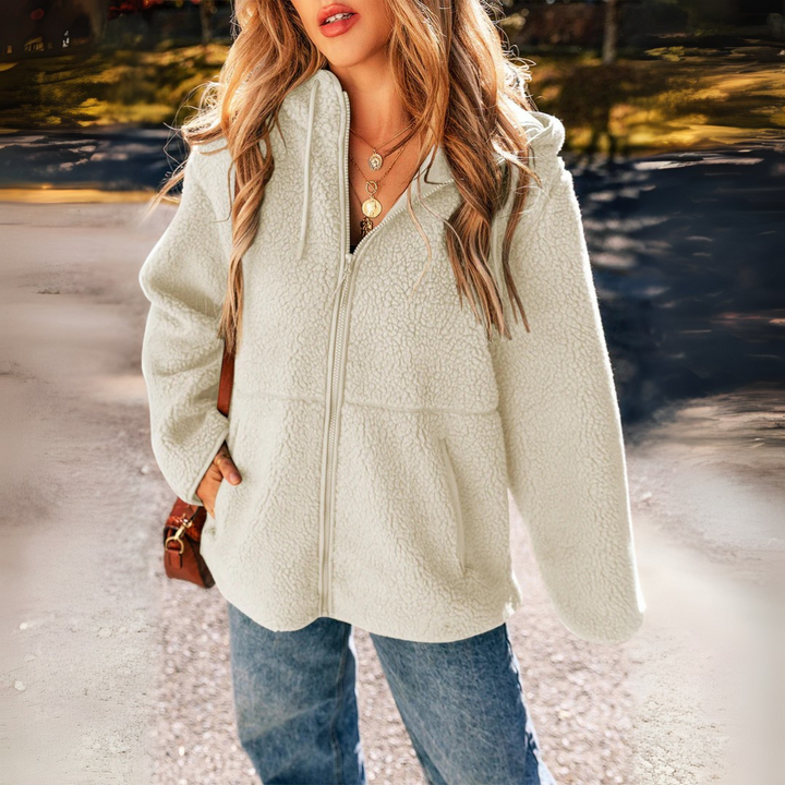 Teddyjacke für den kalte Tage - Stilvolle Fleecejacke mit Kapuze für Damen