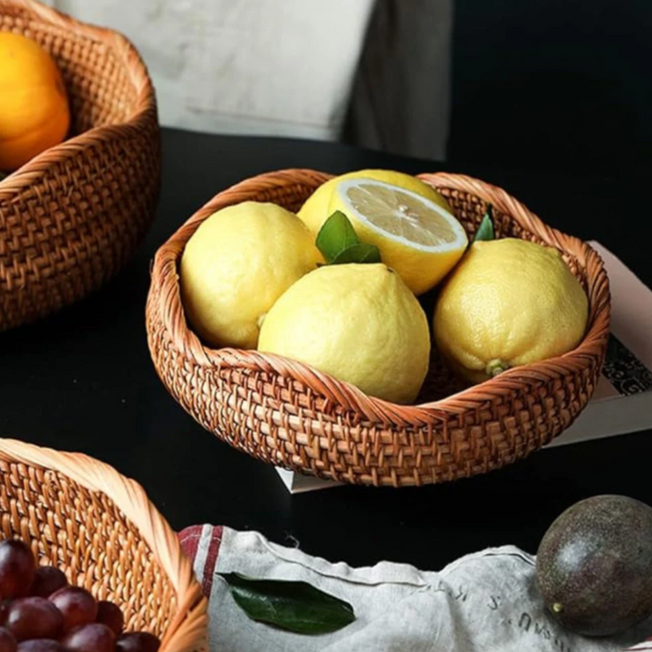 Rustikaler Rattan-Aufbewahrungskorb | Handgeflochtene Küchenkörbe mit natürlichem Charme