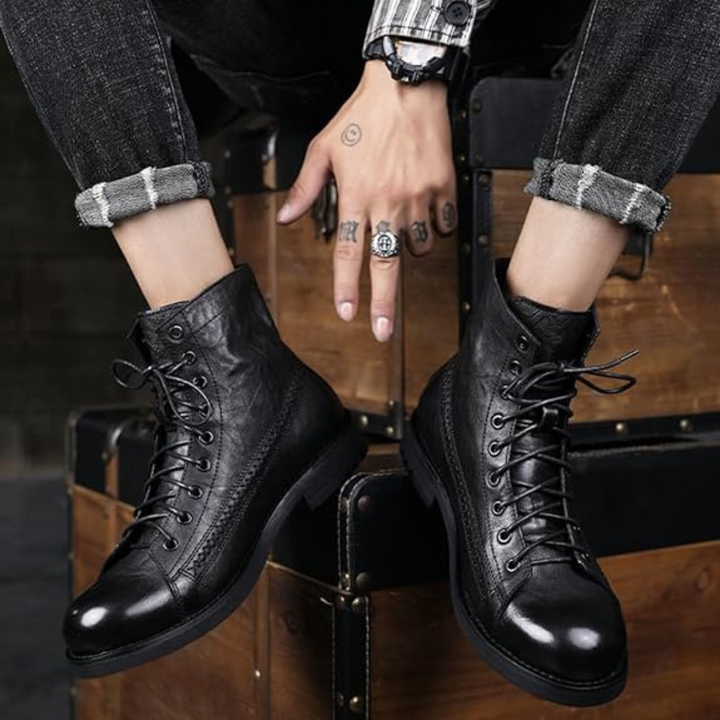 Franz Trachtenstiefel | Robuste Oktoberfest Schnürstiefel aus Leder für Herren