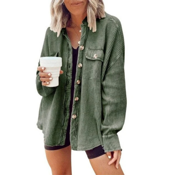 Cordhemd für den Herbst - Oversized Rippenflanell Hemdbluse für Damen