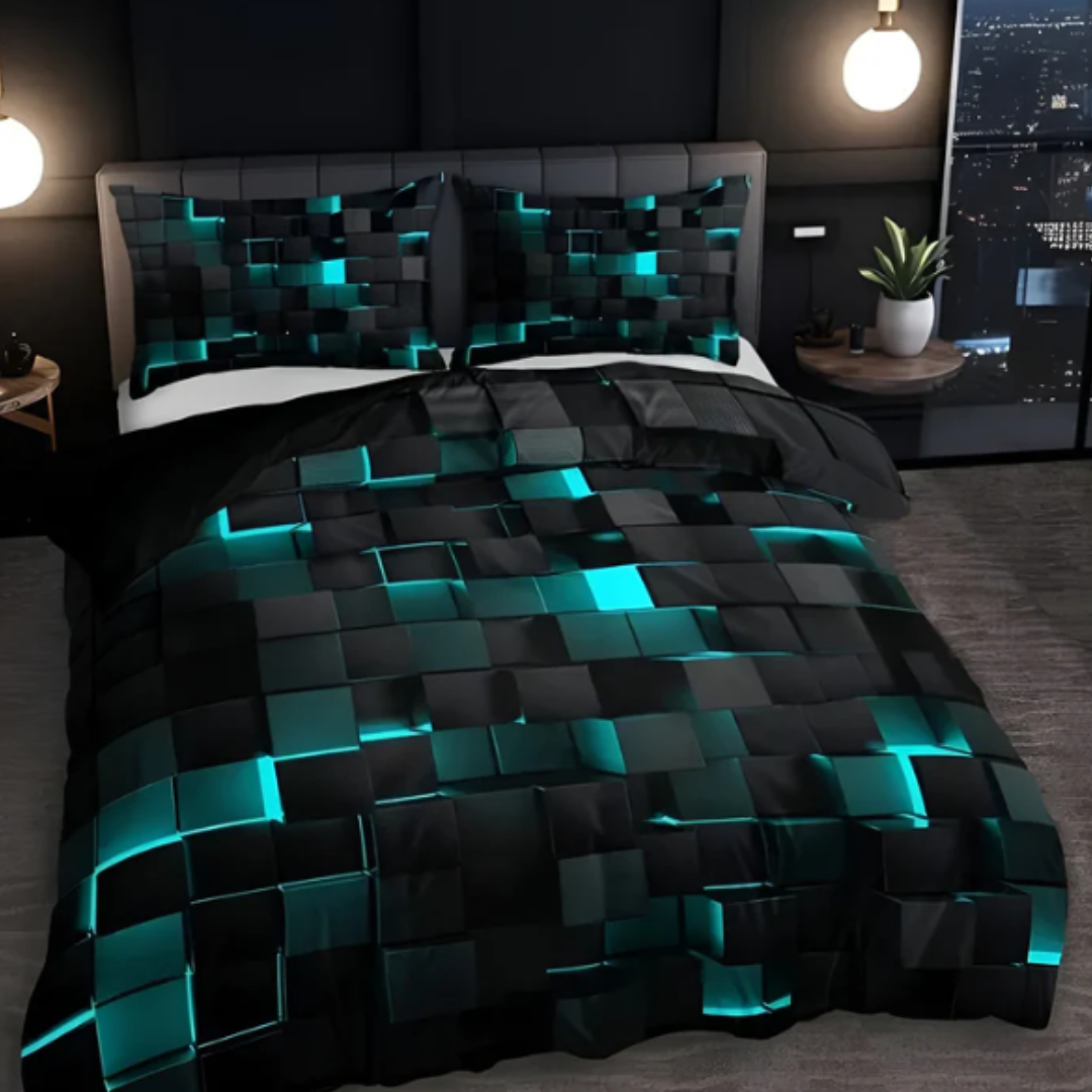 NEONGRID Bettbezug-Set | Stilvolles 3D-Design für modernes Schlafzimmer
