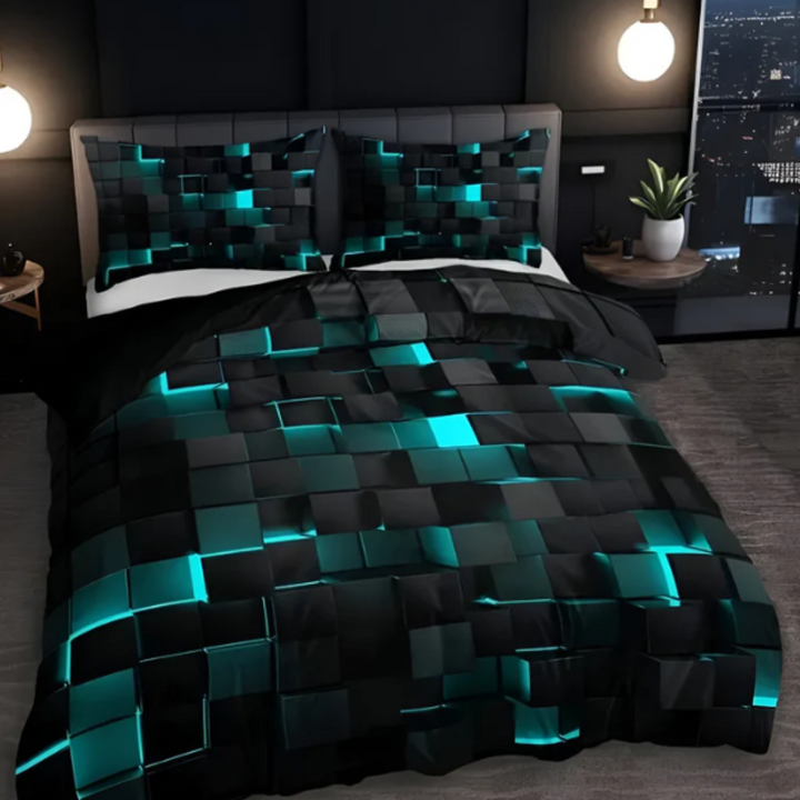 NEONGRID Bettbezug-Set | Stilvolles 3D-Design für modernes Schlafzimmer