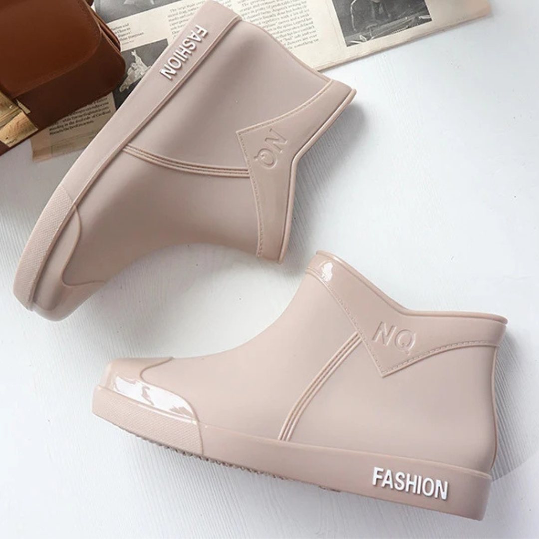 Regenstiefel für den Herbst - Wasserdichte Ankle Gummistiefel mit Reißverschluss für Damen