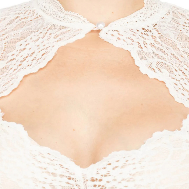 Oktoberfest Dirndlbluse | Traditionelle Trachten Bluse mit Spitzenärmeln