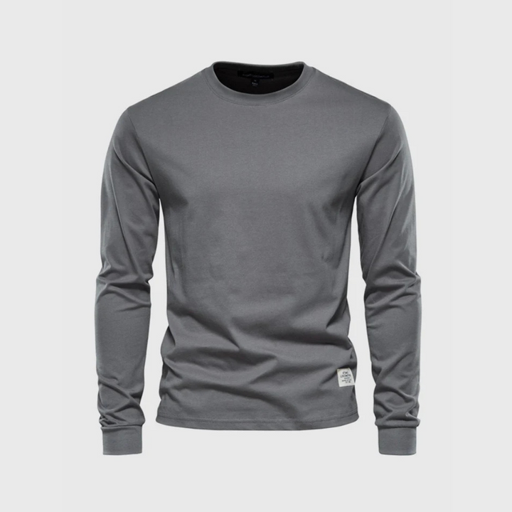 Niklas Langarmshirt | Klassisches Grünes Herren Baumwollshirt Rundhals