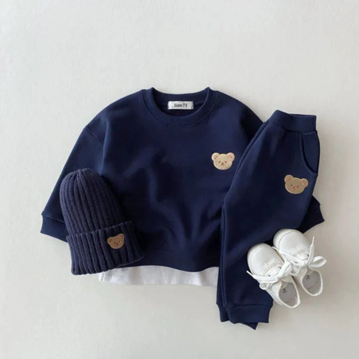 Bären-Jogginganzug | Süßes Jogging-Set für Kinder in Beige mit Bärenmotiv