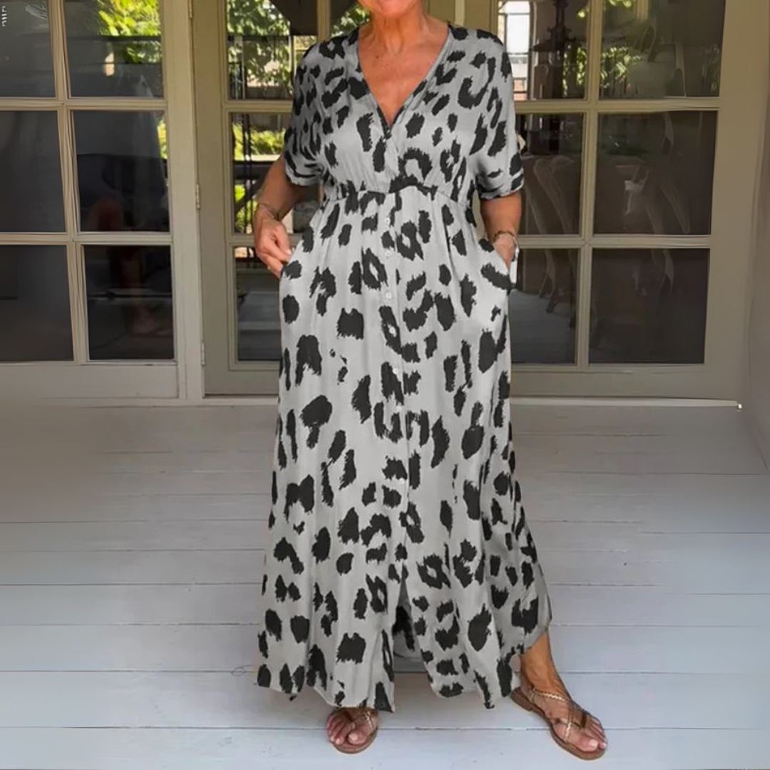 Sabrina Leopard-Kleid | Sommerliches Maxikleid mit Animal-Print für Frauen
