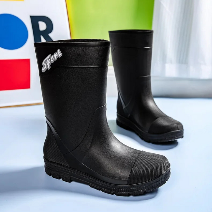 Regenstiefel für den Herbst - Hohe Wasserdichte PVC Gummistiefel mit rutschfester Sohle für Herren