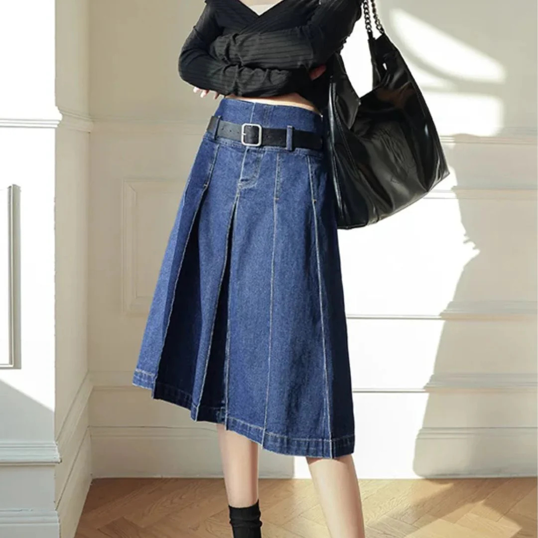 Stefanie Jeansrock Oktoberfest | Moderner Damen Denim Rock mit Falten