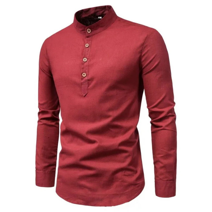 Christian Leinenhemd Oktoberfest | Elegantes Herren Hemd mit Stehkragen