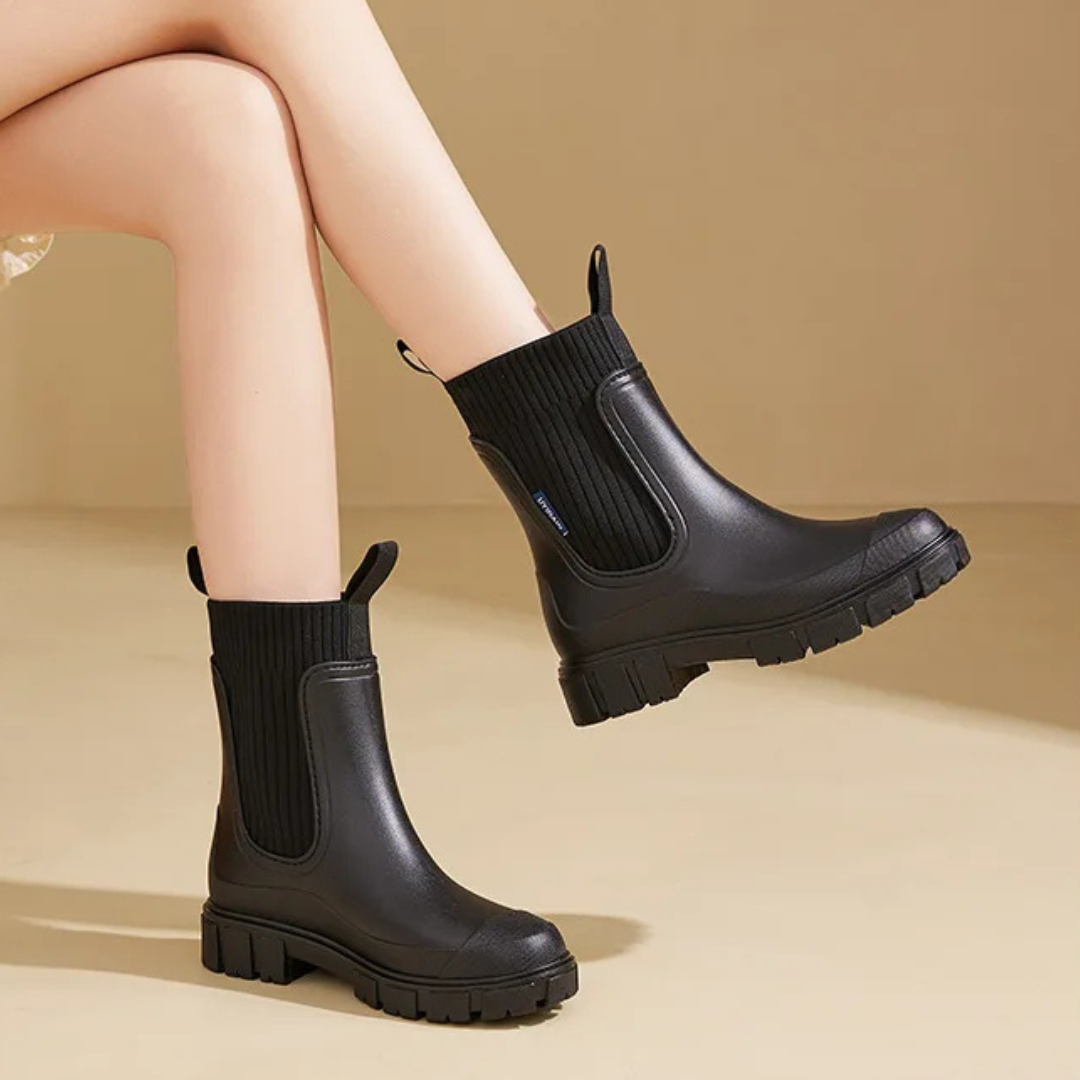 Regenstiefel für den Herbst - Robuste wasserdichte Stiefel mit dicker Sohle für Damen