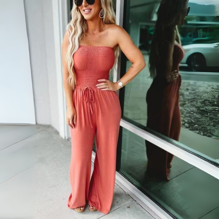Mia Jumpsuit | Eleganter Bandeau-Overall mit weitem Bein für Damen