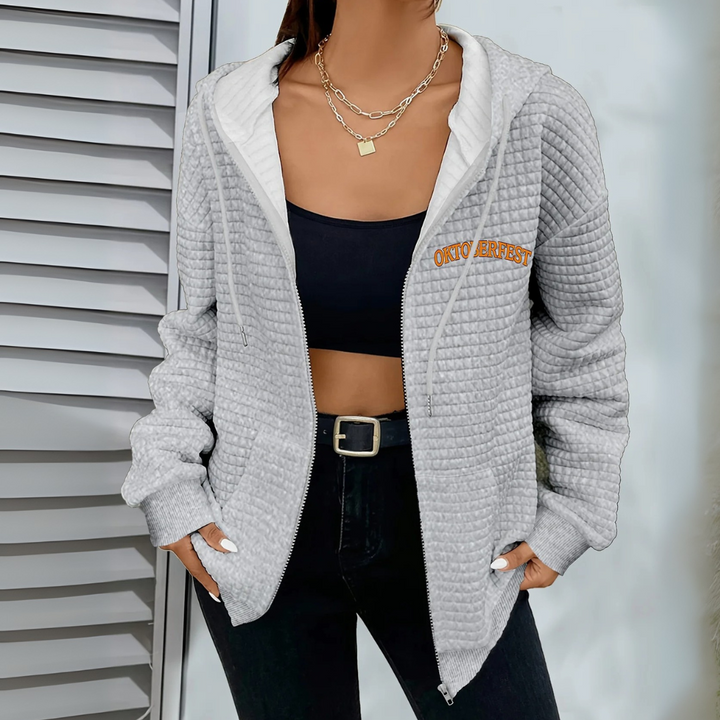Sabine Oktoberfest Hoodie | Lässiger Bierfest Kapuzenpullover mit Wurst-Motiv für Damen