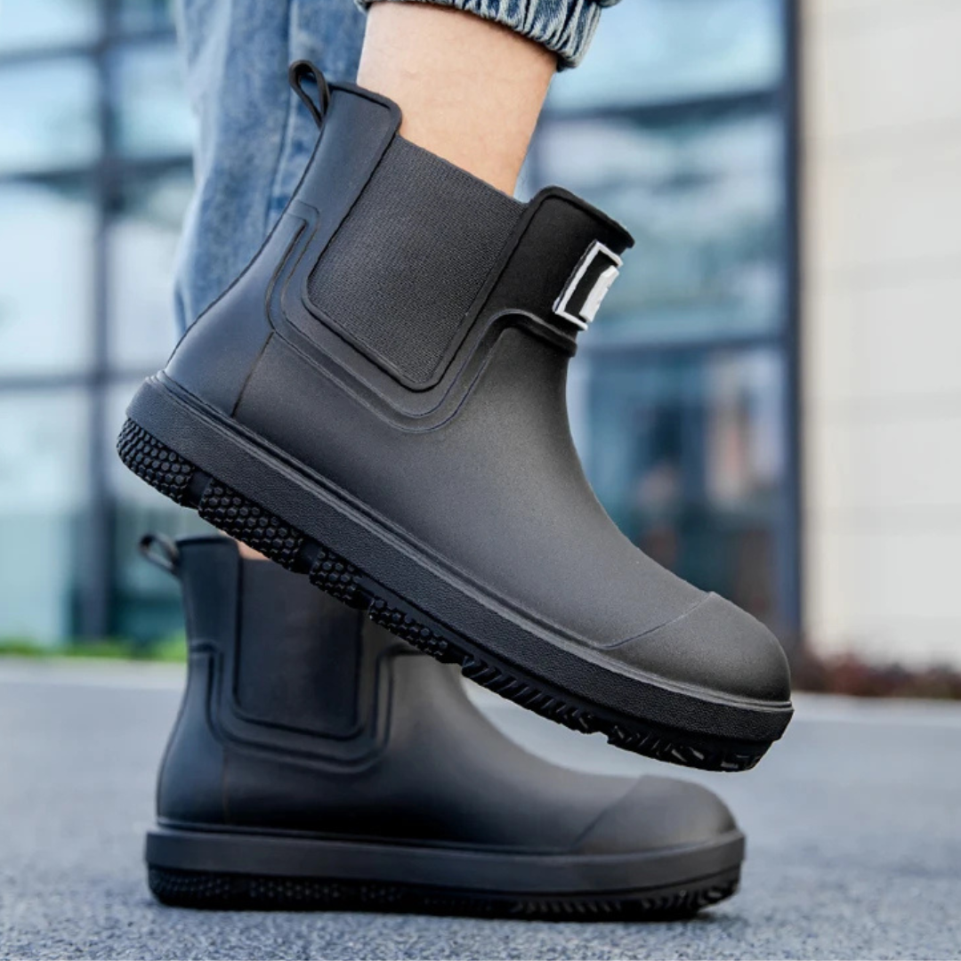 Regenstiefel für den Herbst - Halbhohe Wasserdichte Gummistiefel mit rutschfester Sohle für Herren