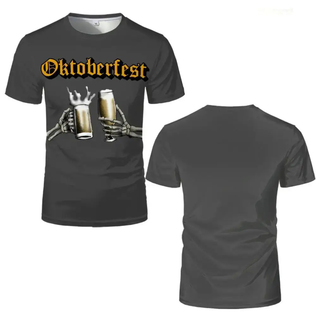 Unisex Oktoberfest T-Shirt | Skelett-Hände T-Shirt mit Bierkrug-Motiv