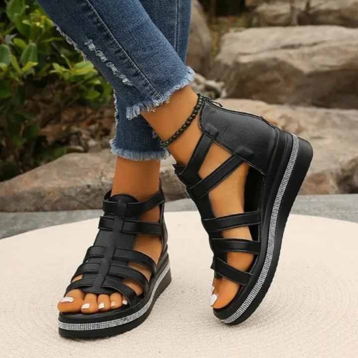 Plateau Sandalen für Damen - Bequeme Sommersandaletten mit Fußbett für heiße Tage