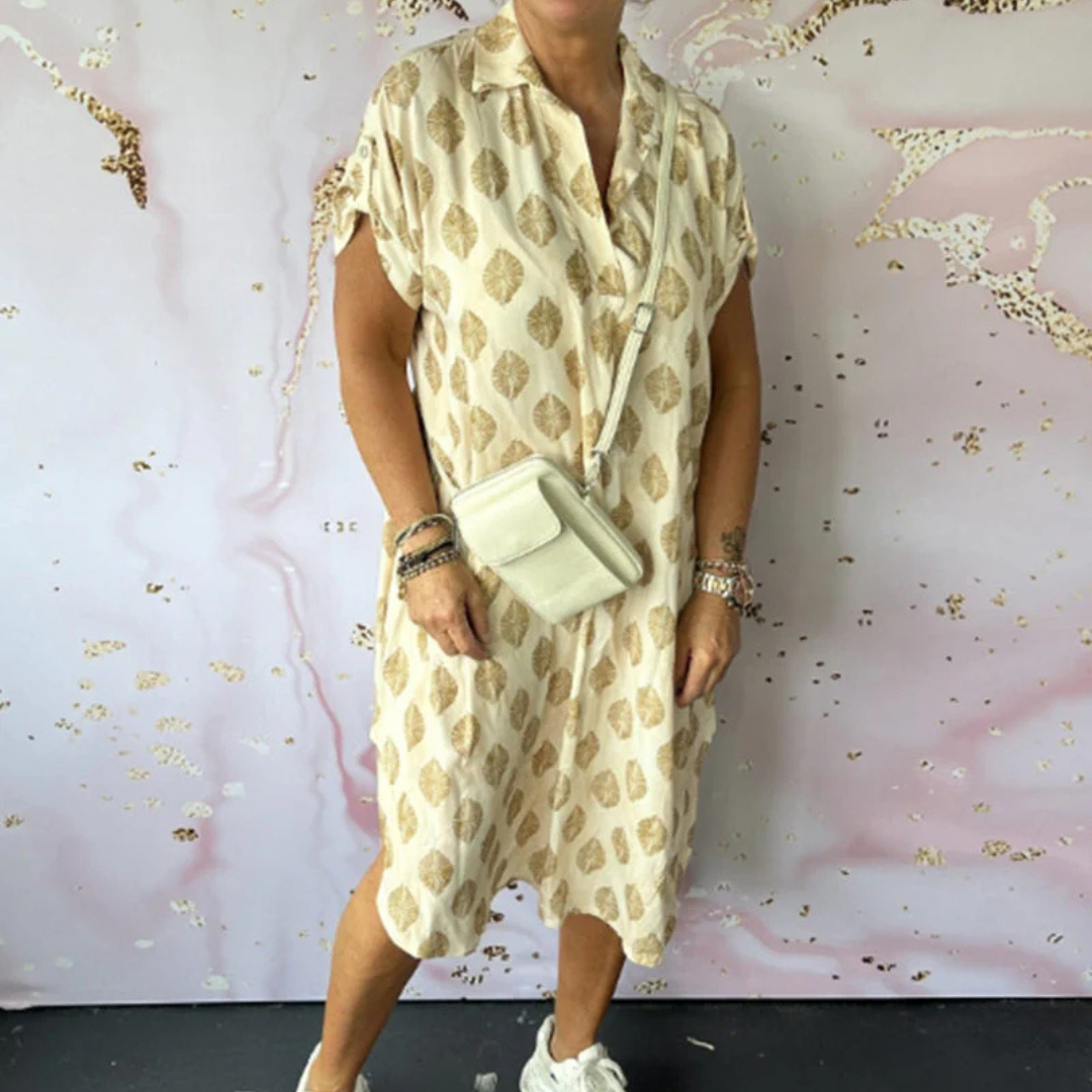 Polkadot Sommer Kleid - Damen Frühlingskleid mit Revers