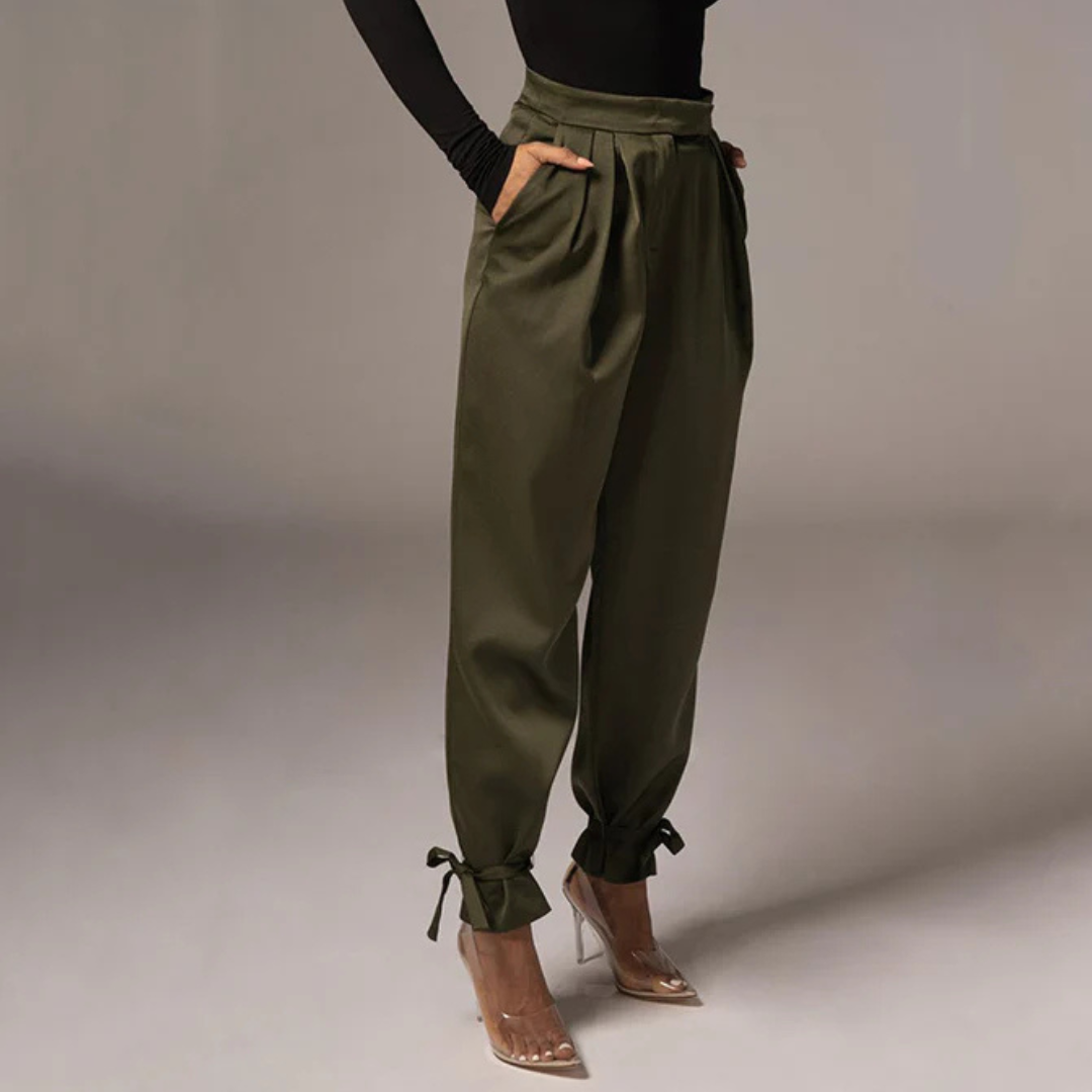 Claudia Satin-Hose | Elegante High-Waist Hose mit Schnürung für Frauen