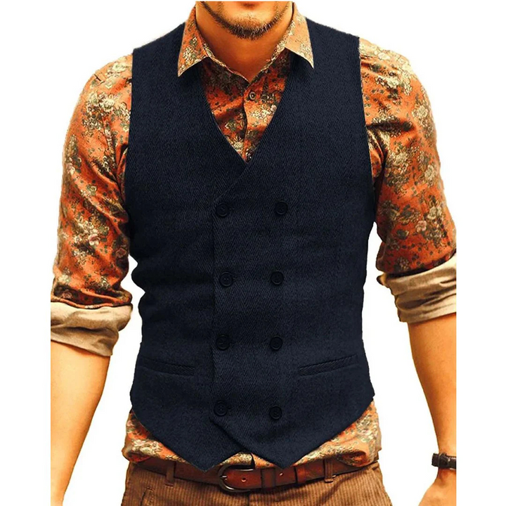 Andreas Herrenweste Oktoberfest | Elegante Herren Weste mit doppelter Knopfleiste