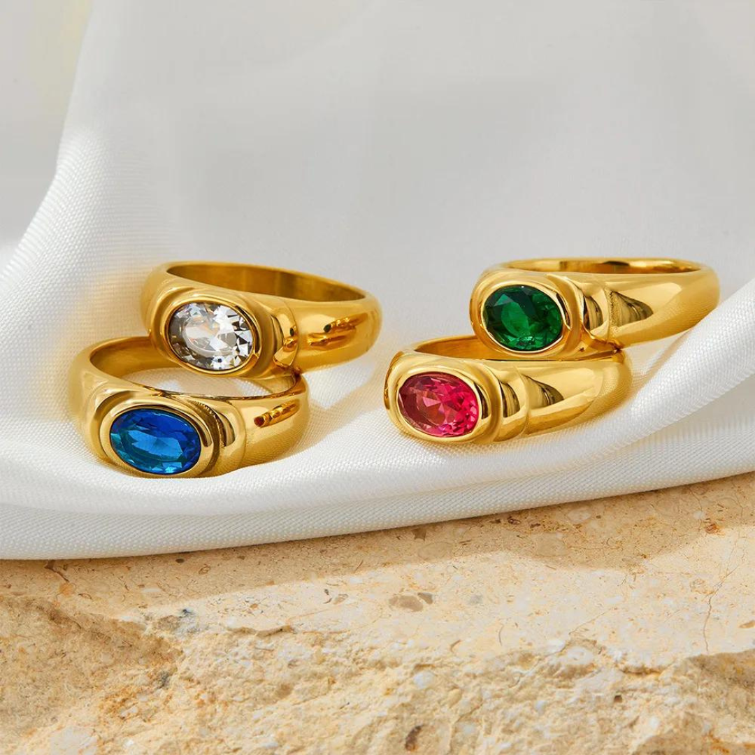 Klara Stein Ring | Eleganter Vintage Wasserdichter Verstellbarer Ring