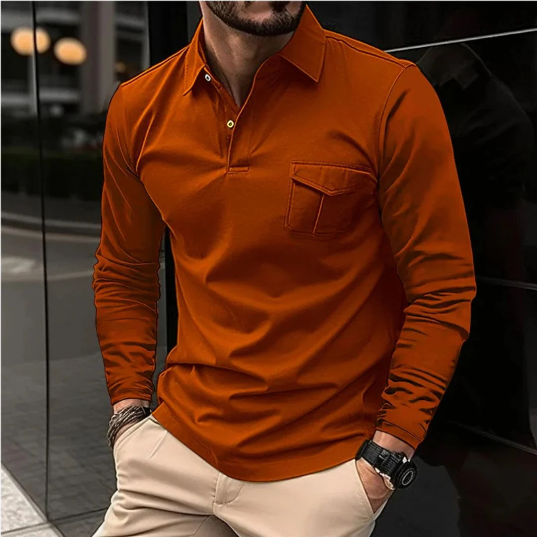 Daniel Langarmshirt Oktoberfest | Elegantes Herren Poloshirt mit Brusttasche