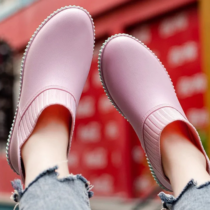 Regenstiefel für den Herbst - Wasserdichte Bequeme Ankle Gummistiefel mit Strick-Bund für Damen