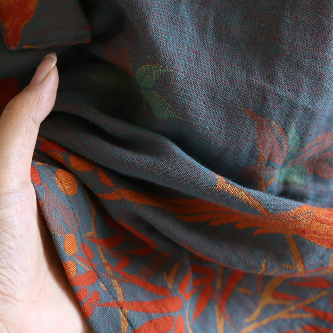 Retro Baumwoll-Musselin Bademantel – Leicht, Atmungsaktiv und Stilvoll für Damen