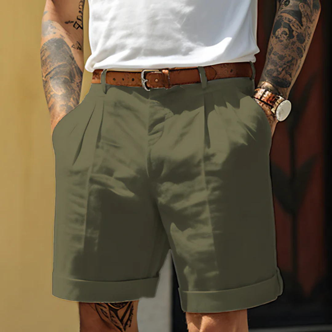 Felix Sommershorts | Elegante Herren Kurze Hose mit Bundfalten Baumwolle Business Casual