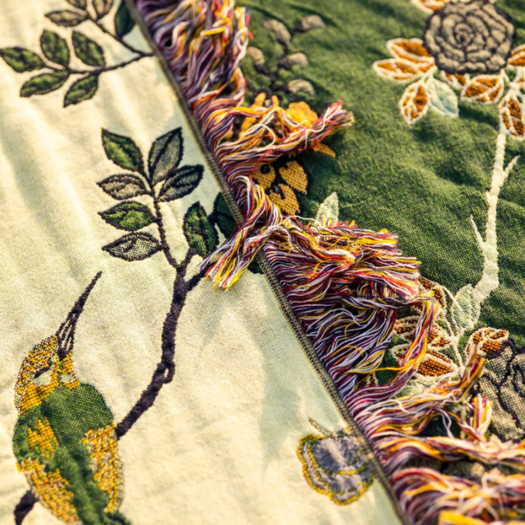 Ornate Mehrschicht-Baumwolldecke | Luxuriöse Wohndecke mit Jacquard-Muster und Quasten