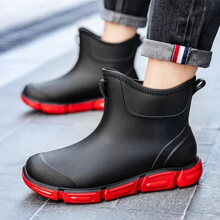 Regenstiefel für den Herbst - Hohe Wasserdichte PVC Gummistiefel mit rutschfester Sohle für Herren