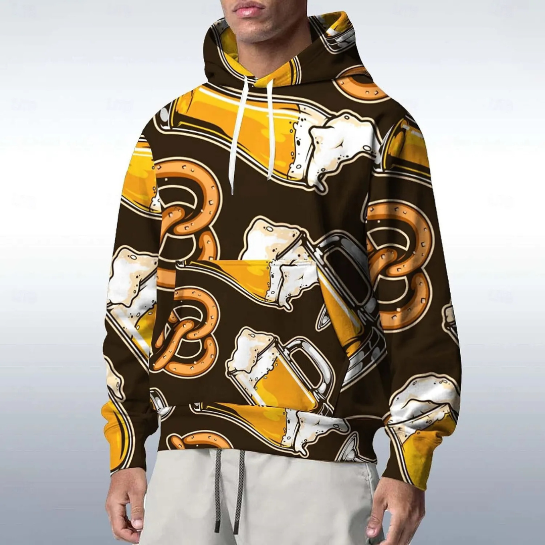 Max Bier Kapuzenpullover | Oktoberfest Kapuzenpullover mit Bierkrug-Print für Herren