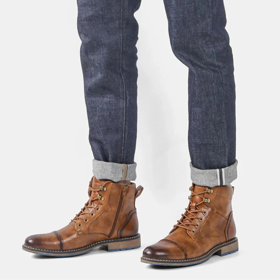 Andreas Lederstiefel Oktoberfest | Robuste Herren Stiefel im Vintage-Style