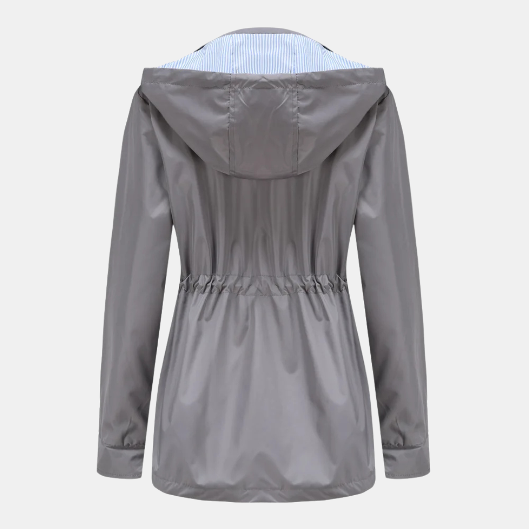 Regenjacke für den Herbst -  Wasserfeste Übergangsjacke mit Kapuze für Damen