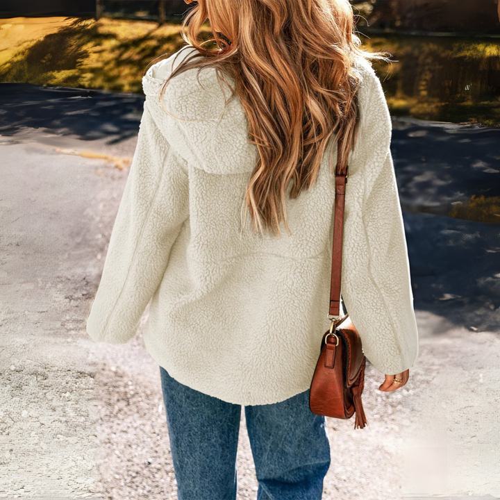 Teddyjacke für den kalte Tage - Stilvolle Fleecejacke mit Kapuze für Damen
