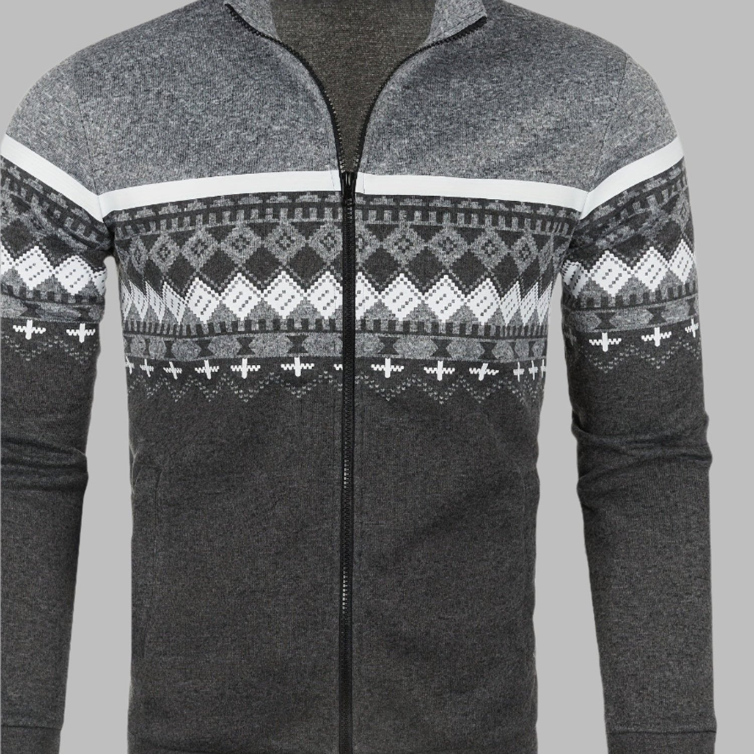 Edvard Nordic Weste | Norwegischer Strickpullover mit Reißverschluss für Herren