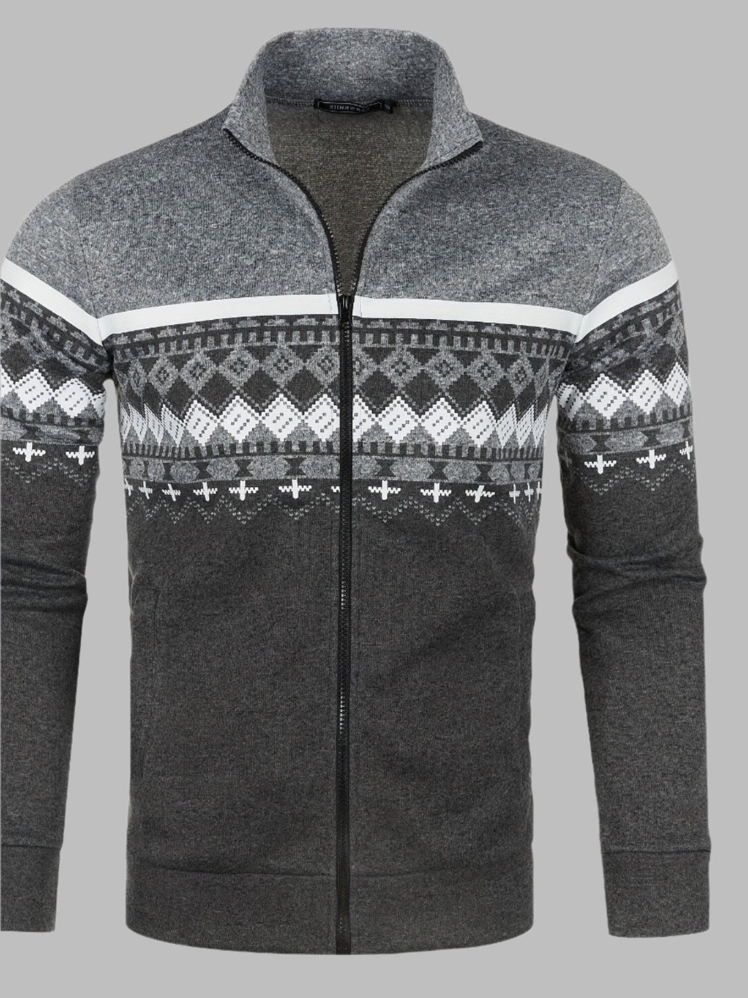 Edvard Nordic Weste | Norwegischer Strickpullover mit Reißverschluss für Herren