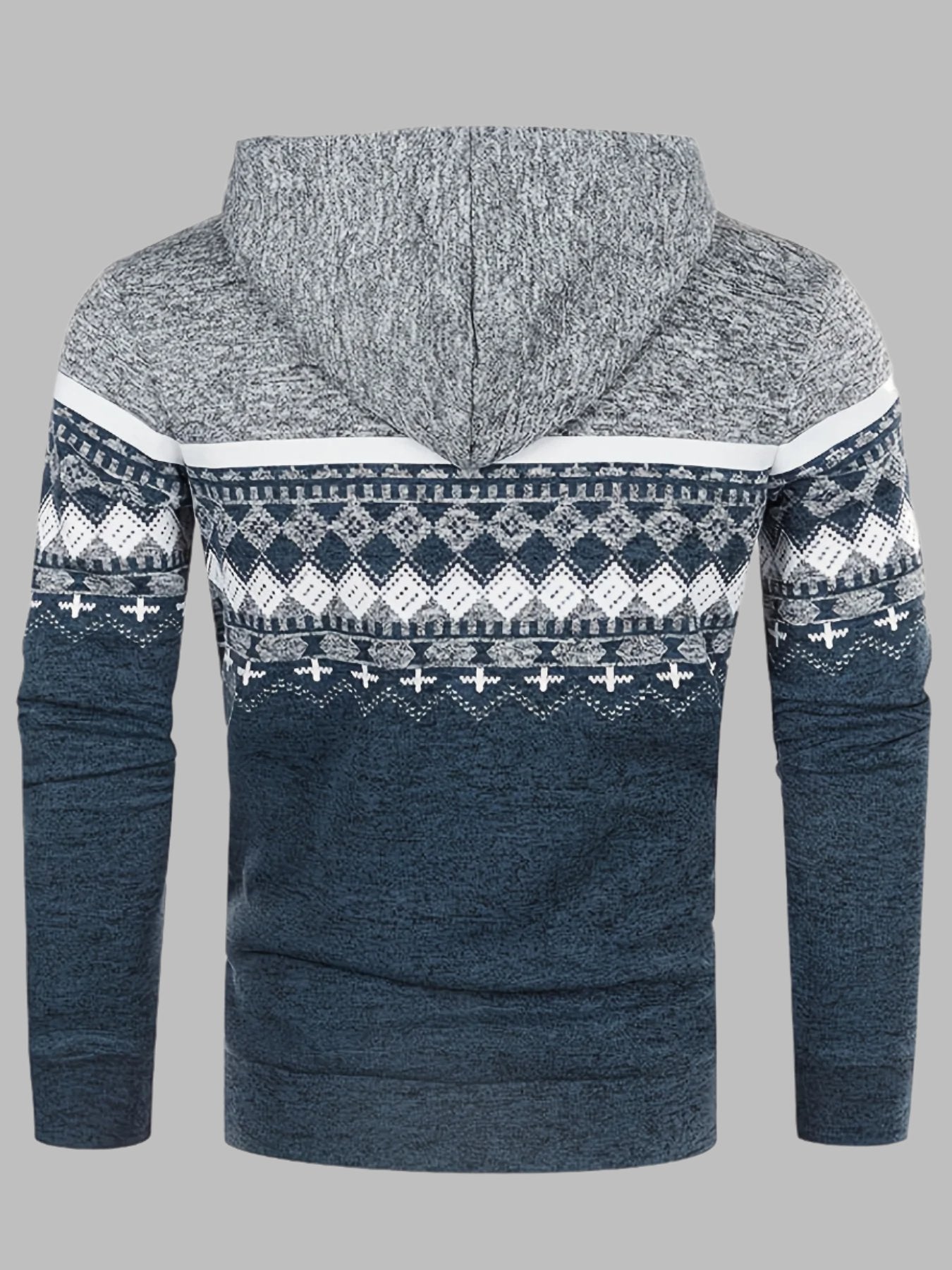 Edvard Nordic Hoodie | Herren-Hoodie mit norwegischem Strickmuster und Reißverschluss
