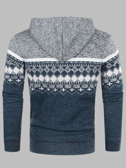 Edvard Nordic Hoodie | Herren-Hoodie mit norwegischem Strickmuster und Reißverschluss