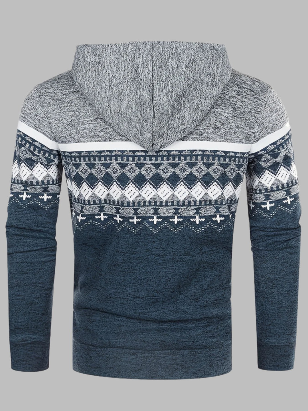 Edvard Nordic Hoodie | Herren-Hoodie mit norwegischem Strickmuster und Reißverschluss