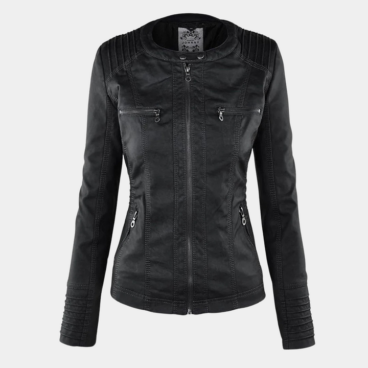 Kunstlederjacke für den Herbst - Wetterfeste Übergansjacke mit Kapuze für Damen